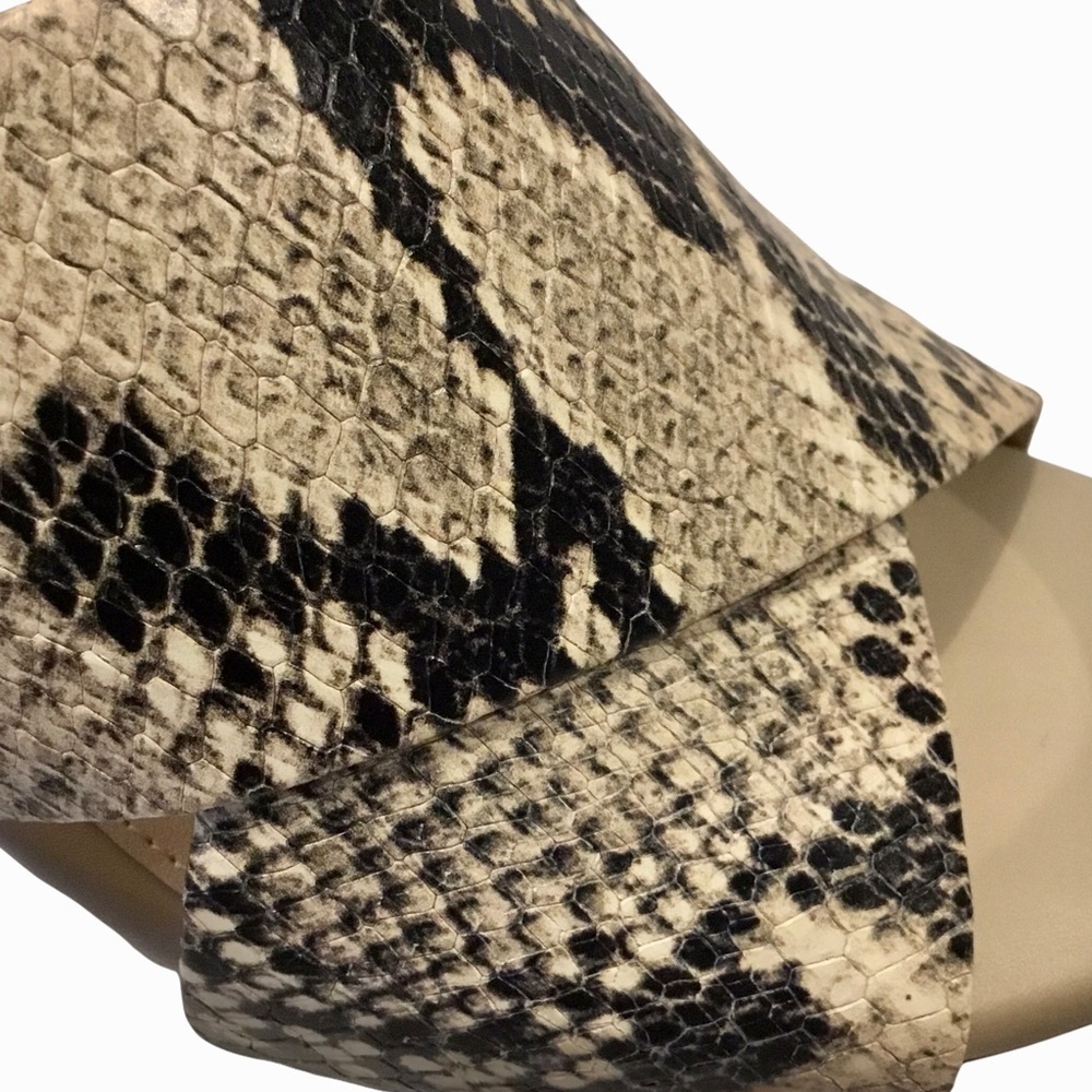 Cole Haan Dakota Snakeskin Printed Crisscross Block Heel Slip On Sandal Mules - Picture 4 of 8